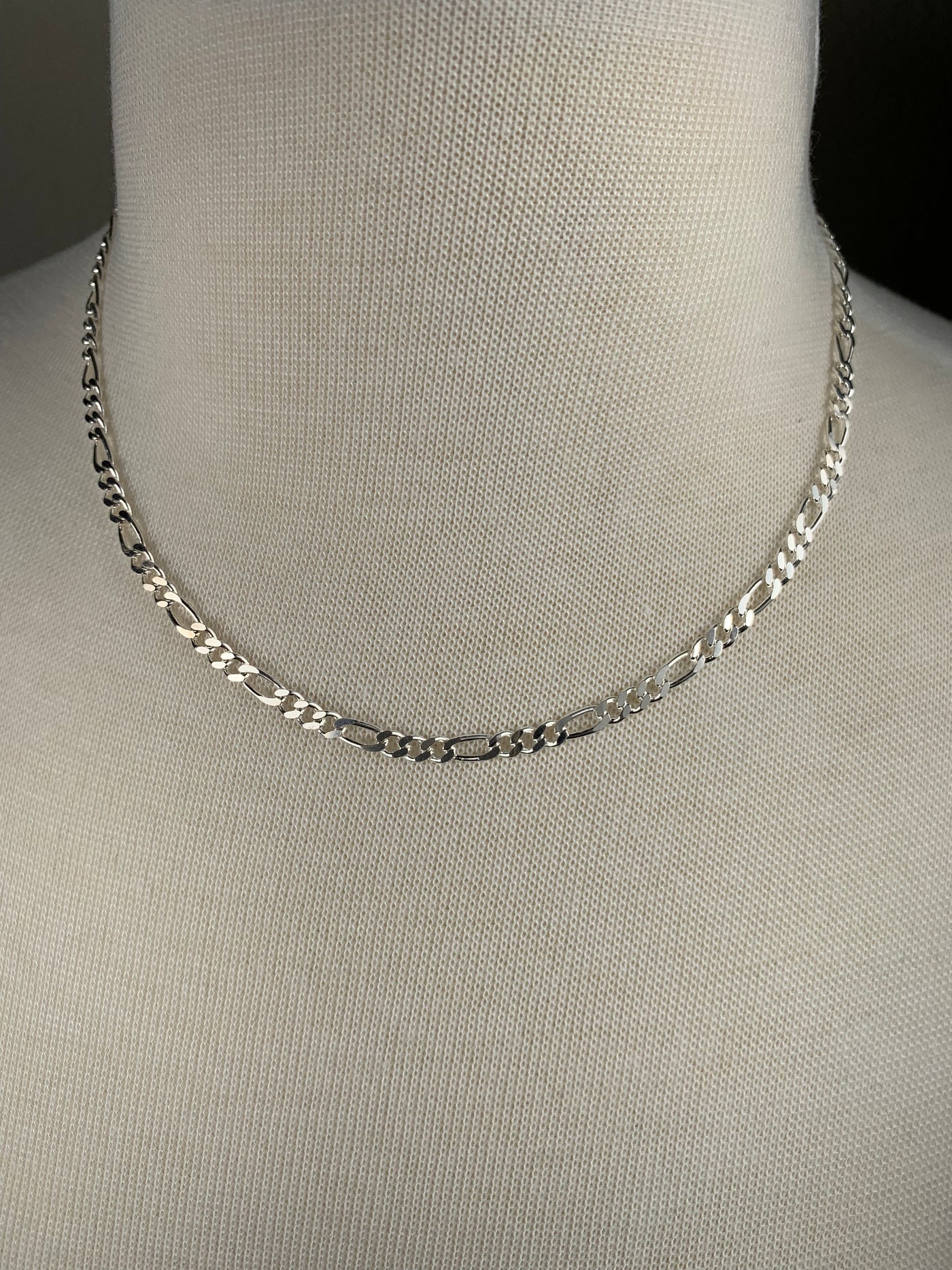 Italian 4mm Figaro Chain Necklace in Sterling Silver