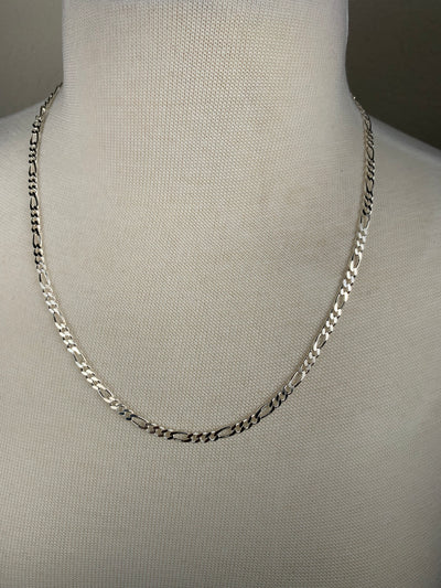Italian 4mm Figaro Chain Necklace in Sterling Silver