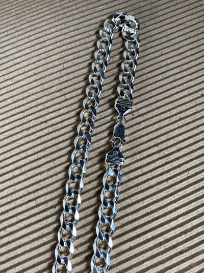 8mm Italian Curb Chain Necklace in Sterling Silver