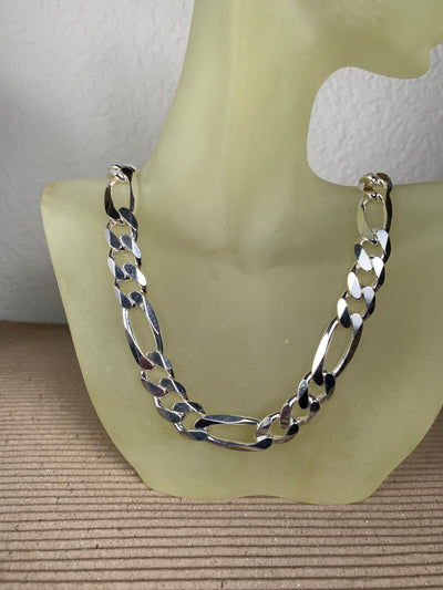 9.5mm Sterling Silver Figaro Chain Necklace from Italy
