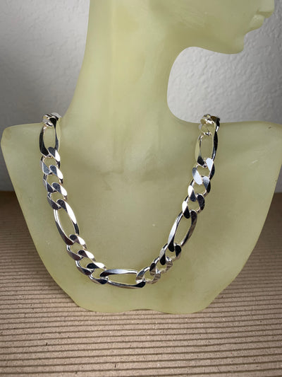 9.5mm Sterling Silver Figaro Chain Necklace from Italy
