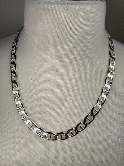 10mm Italian Sterling Silver Mariner Chain Necklace