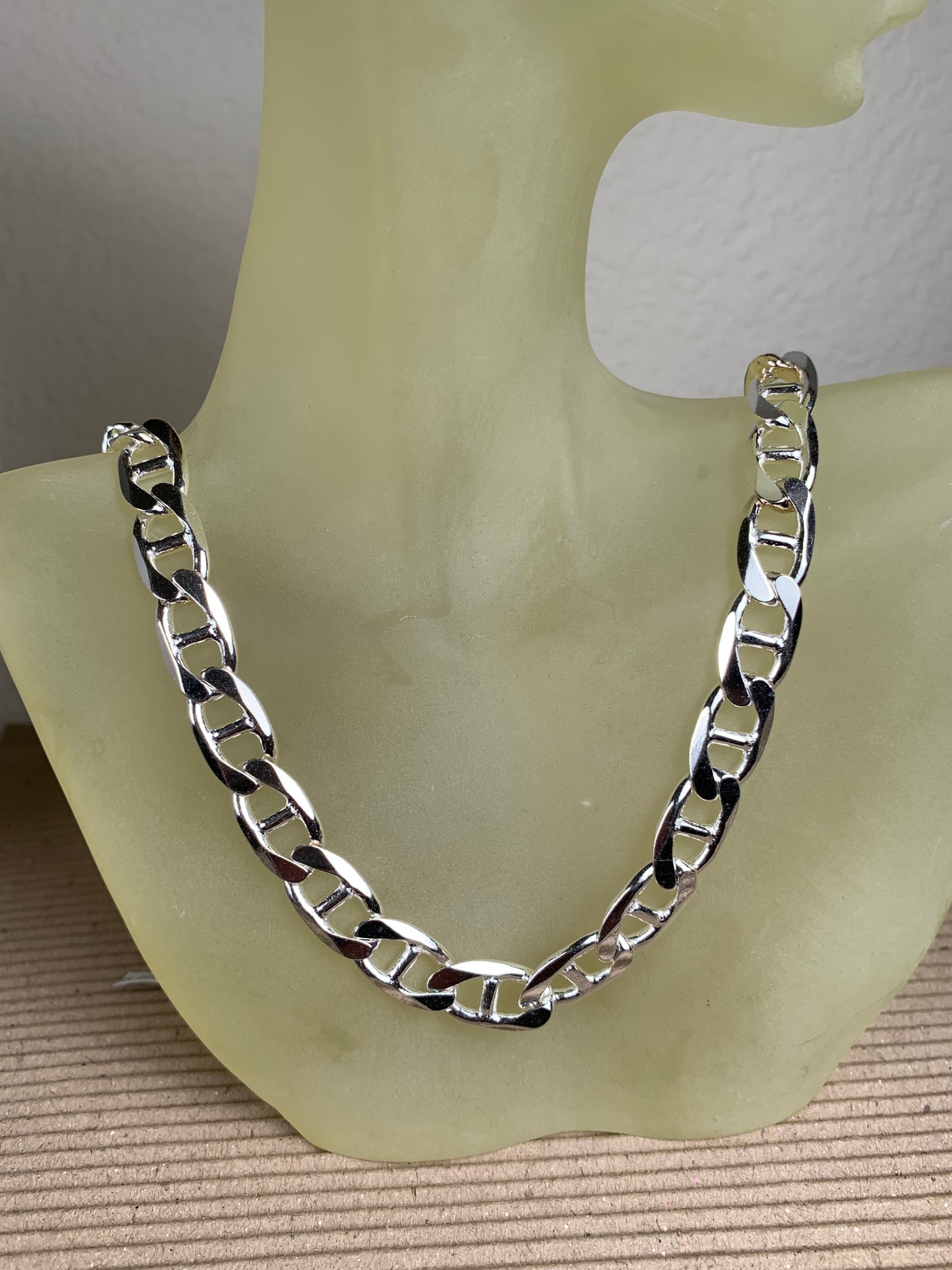 10mm Italian Sterling Silver Mariner Chain Necklace