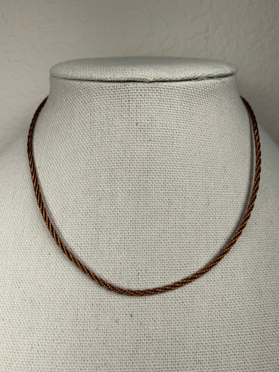 Medium Brown Twist Cord Necklace with Silver Clasp Closure