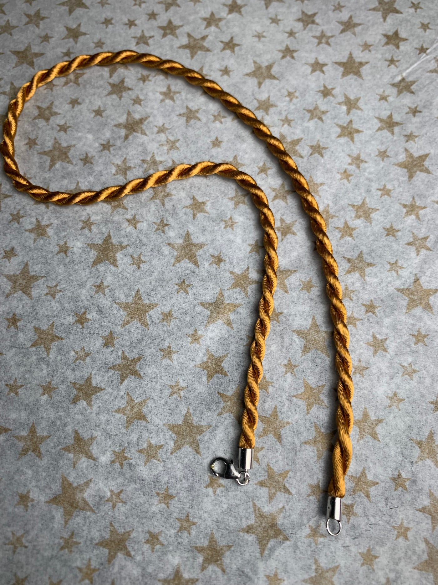 Mustard Yellow Twist Cord Necklace with Silver Clasp Closure