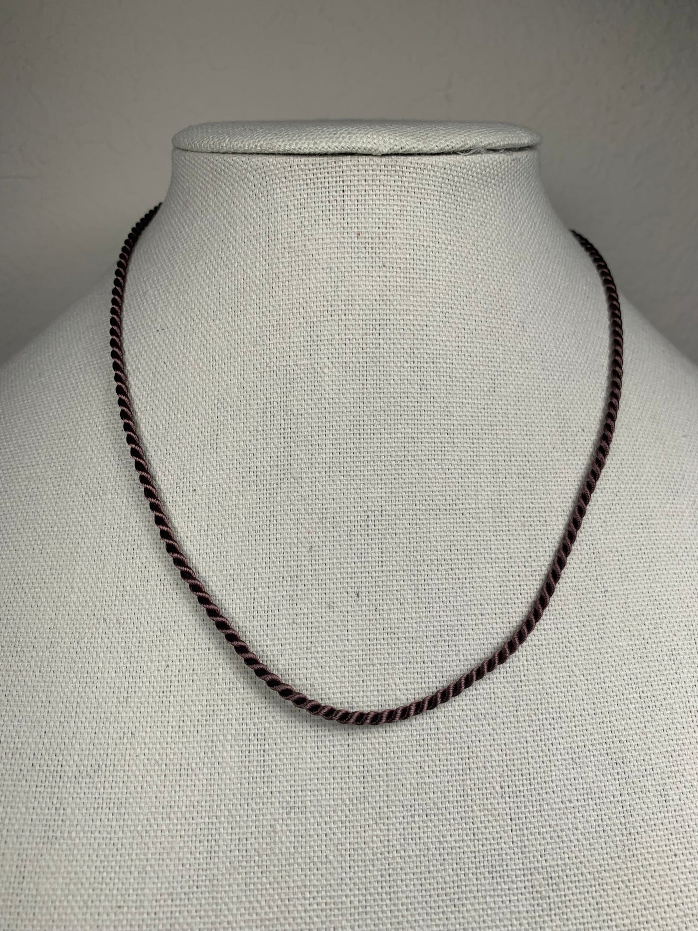 Chocolate Dark Brown Twist Cord Necklace with Silver Clasp Closure