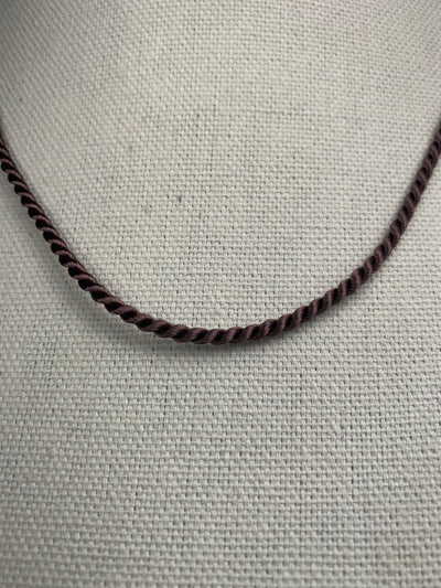 Chocolate Dark Brown Twist Cord Necklace with Silver Clasp Closure