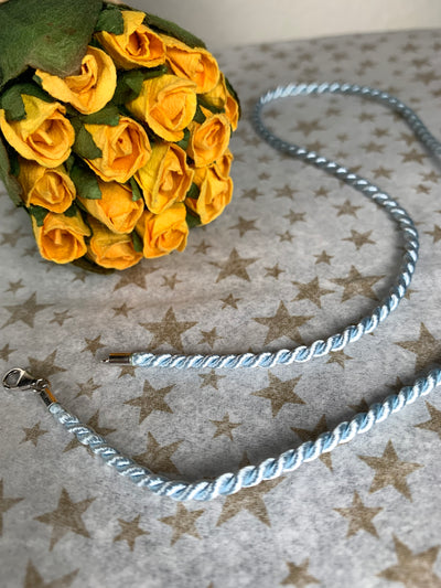 Light Blue Twist Cord Necklace with Silver Clasp Closure