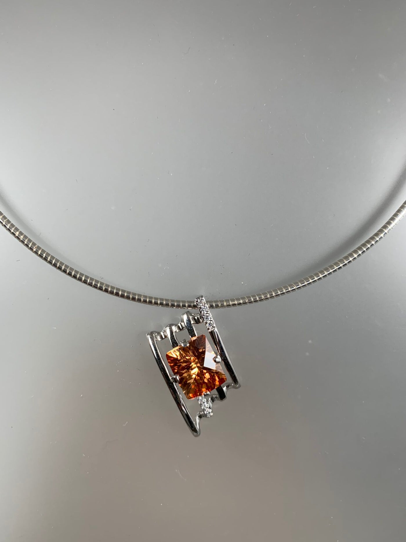 Sterling Silver and Rectangular Cubic Zirconia Slider Pendant