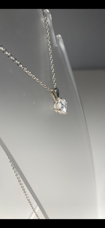 Sterling Silver and 5mm Clear Cubic Zirconia (CZ) Pendant