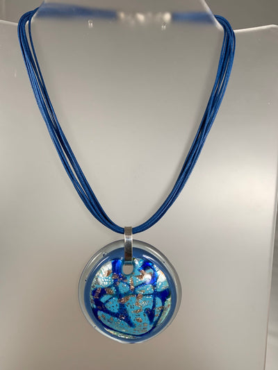 Blue Murano Glass Round Pendant from Italy