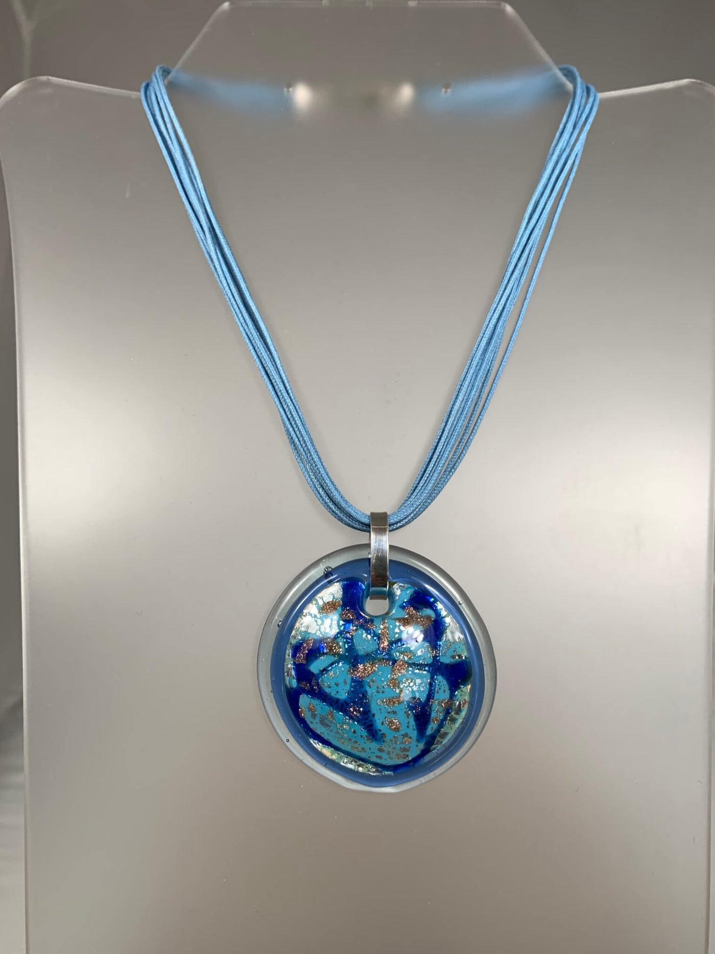 Blue Murano Glass Round Pendant from Italy