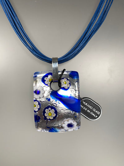 Blue and White Murano Glass Pendant from Italy