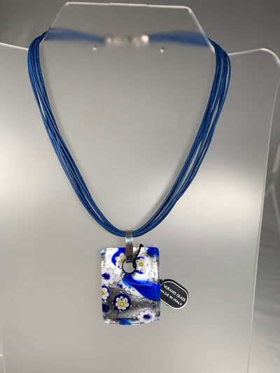 Blue and White Murano Glass Pendant from Italy