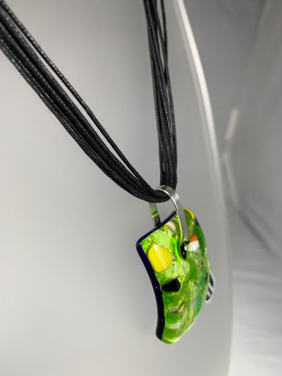 Lime Green Rectangular Murano Glass Pendant from Italy