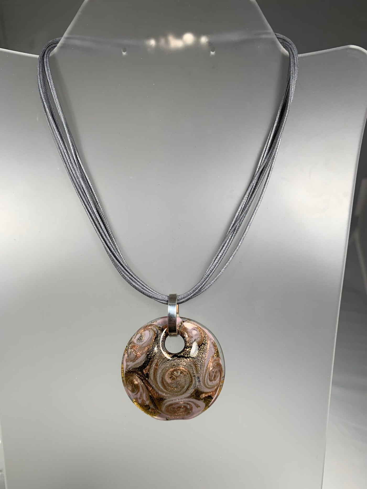 Greyish Purplish Murano Glass Pendant from Italy