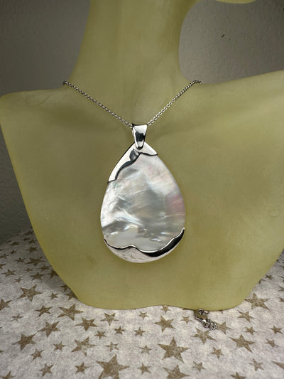 Sterling Silver and Natural White Shell MOP Pendant