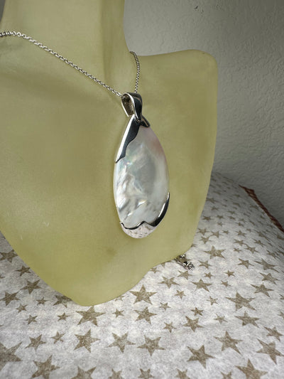Sterling Silver and Natural White Shell MOP Pendant