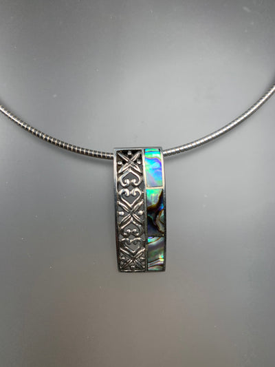Filigree Sterling Silver & Inlaid Abalone Shell Slider Pendant