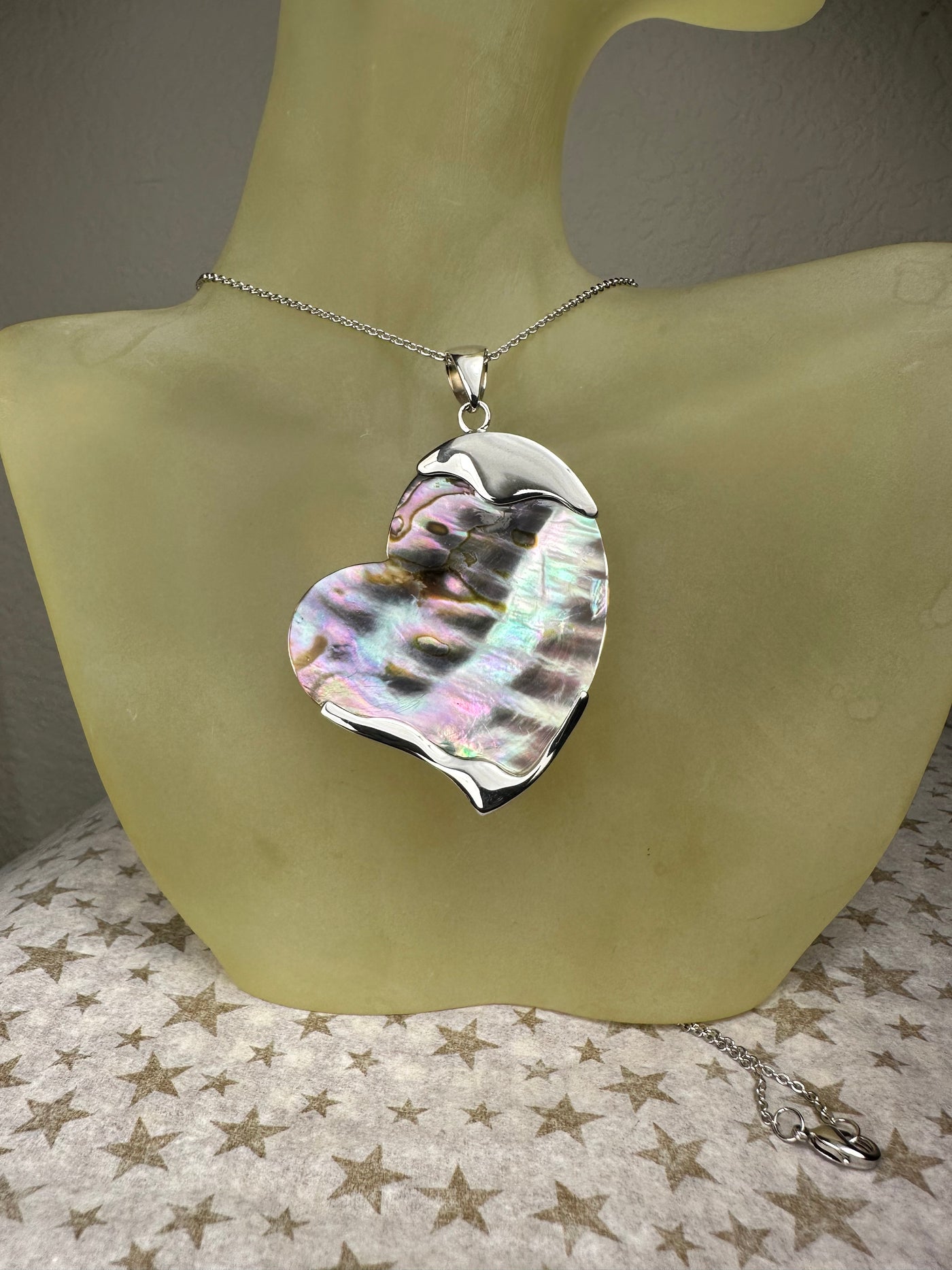 Sterling Silver and Abalone Shell Heart Pendant