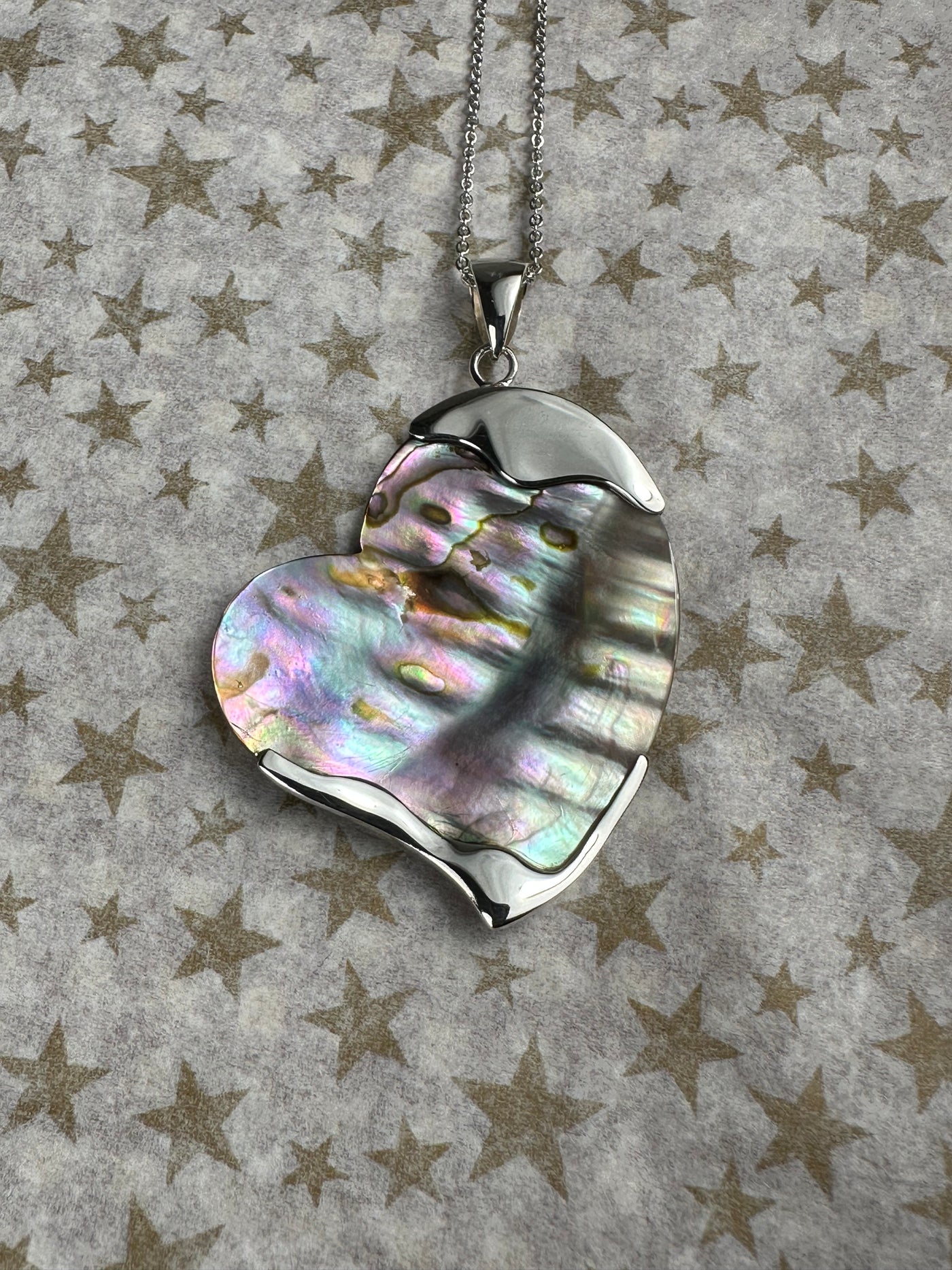 Sterling Silver and Abalone Shell Heart Pendant