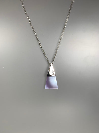 Triangular Sterling Silver and Light Purple Shell Pendant