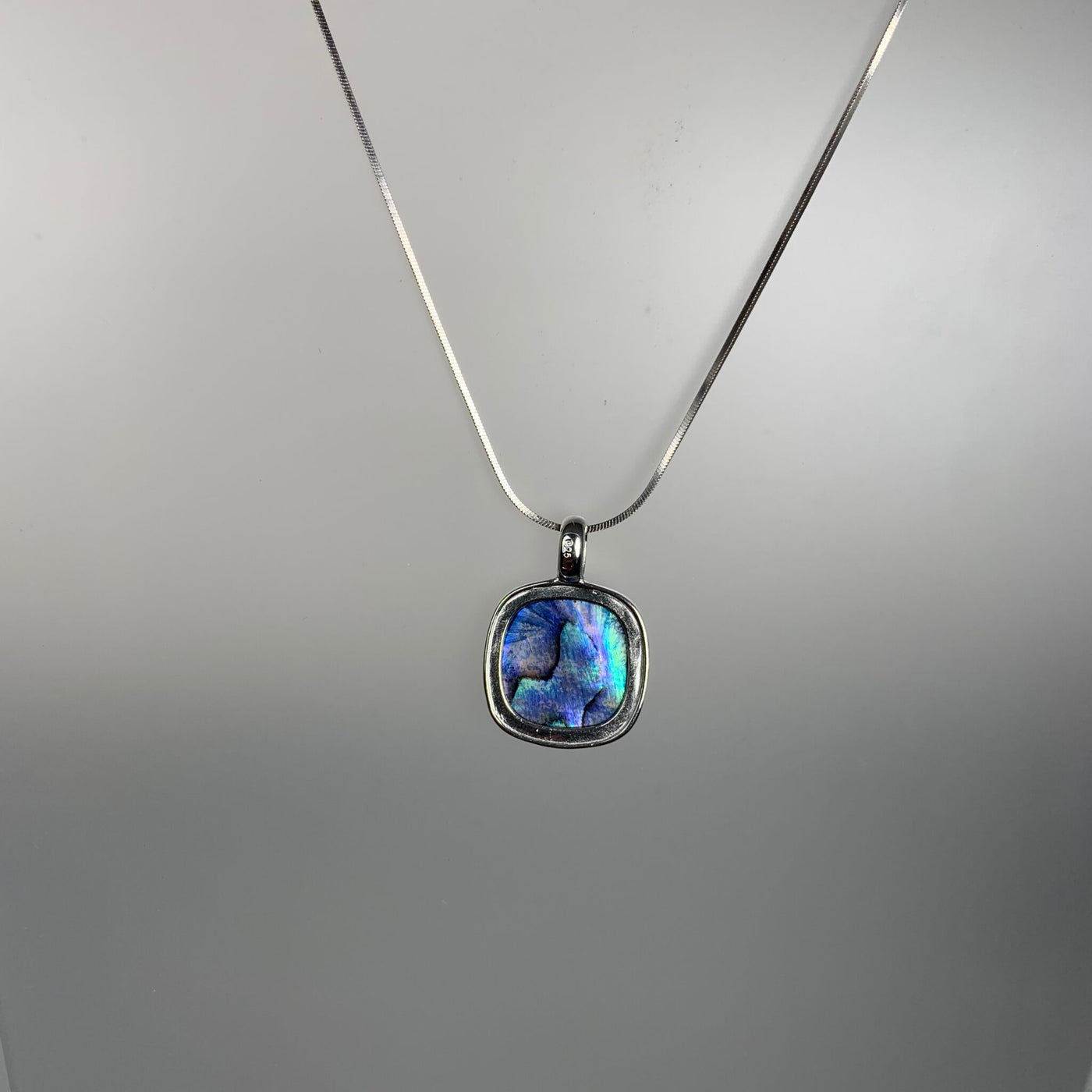 Sterling Silver and Abalone Shell Square Pendant