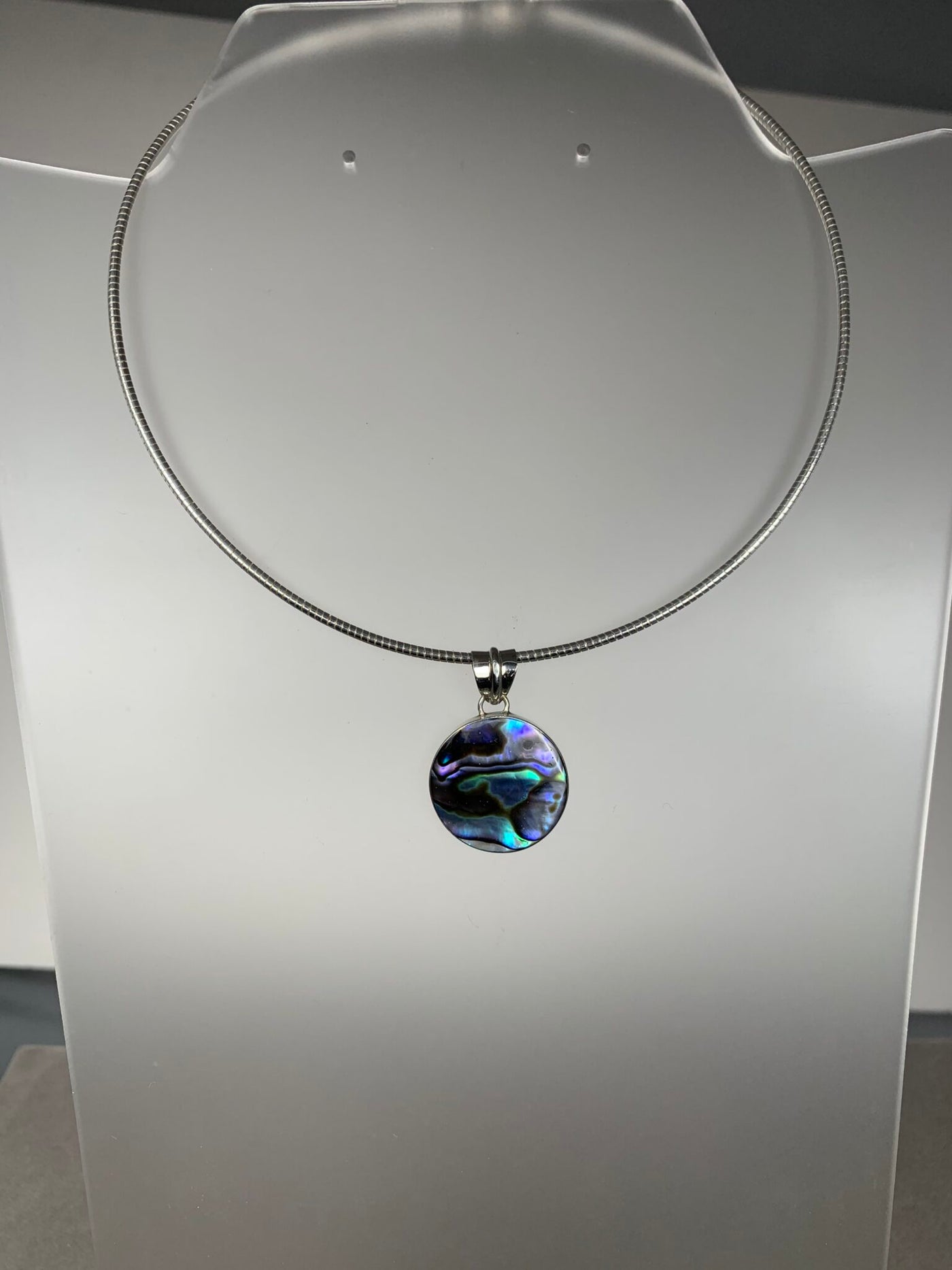 Sterling Silver and Round Abalone Shell Pendant