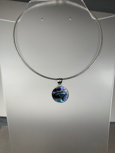 Sterling Silver and Round Abalone Shell Pendant