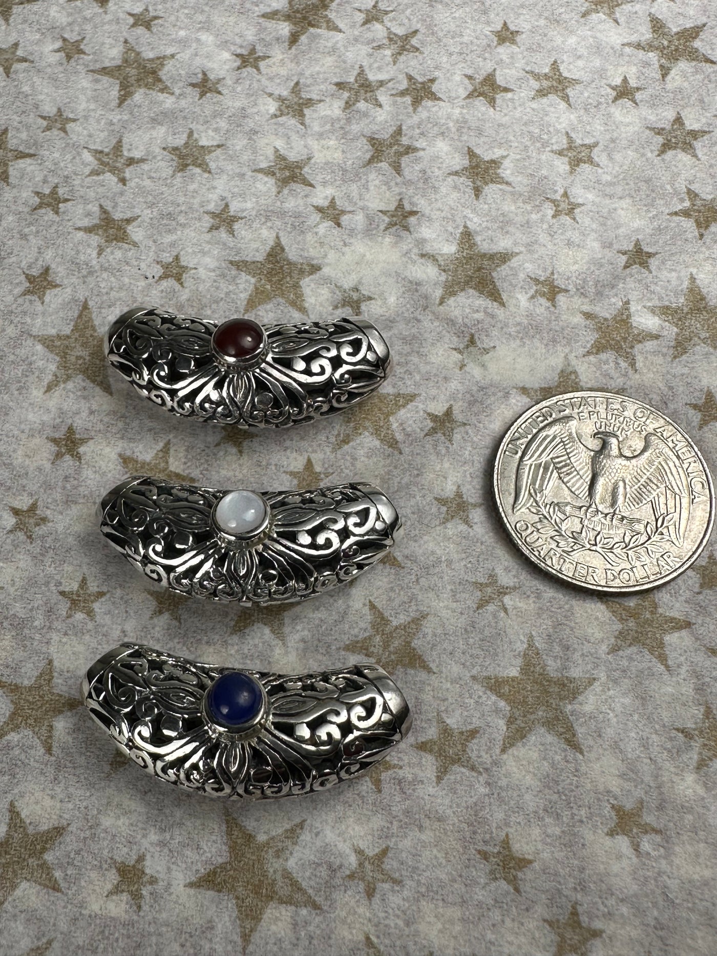 Filigree Sterling Silver and White Shell Accent Slider Pendant