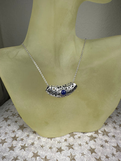 Filigree Sterling Silver and Lapis Accent Slider Pendant