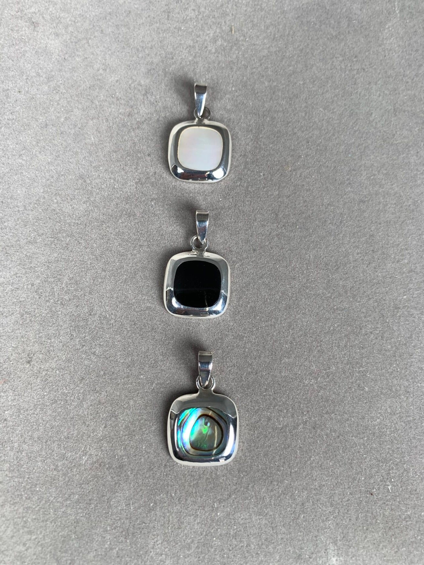 Sterling Silver and Abalone Shell Square Pendant