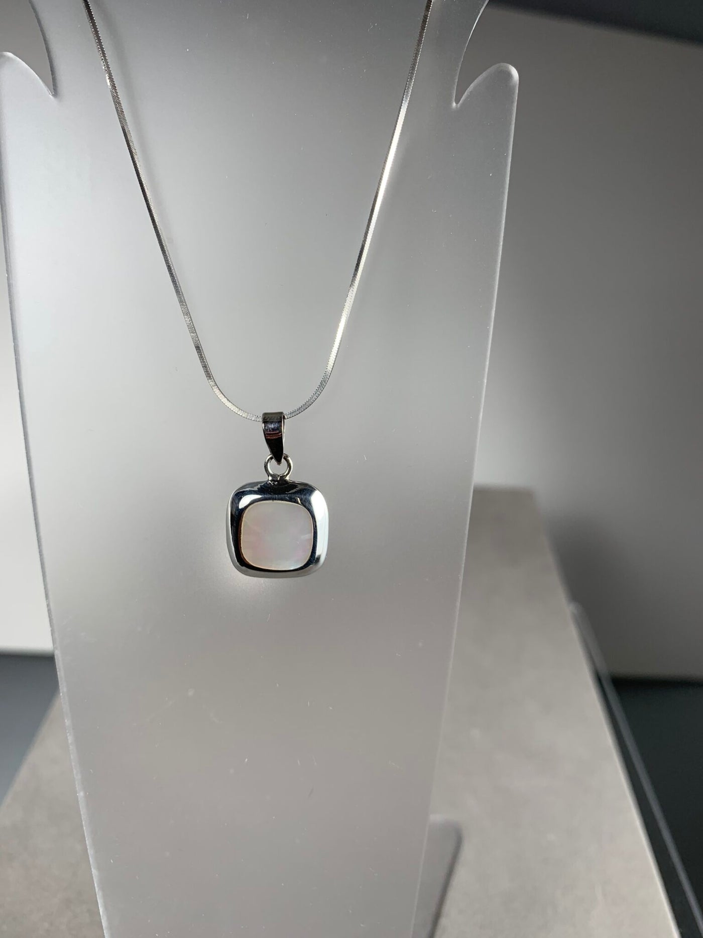 Sterling Silver and White Shell Square Pendant