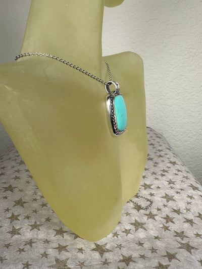 Sterling Silver and Square Shape Howlite Turquoise Pendant