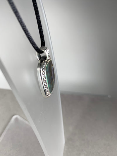 Rectangular shape Abalone Shell Pendant in Sterling Silver