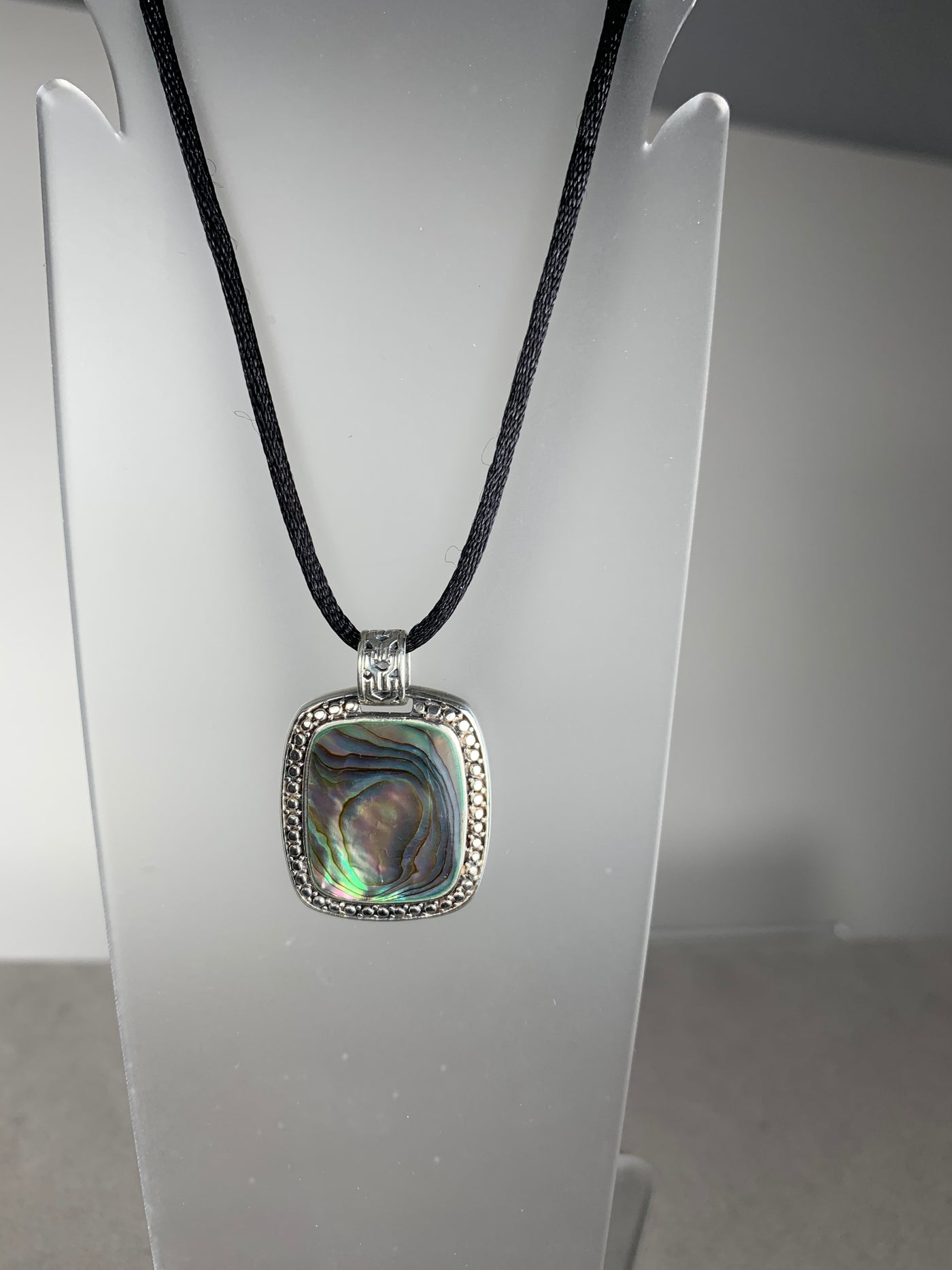 Rectangular shape Abalone Shell Pendant in Sterling Silver