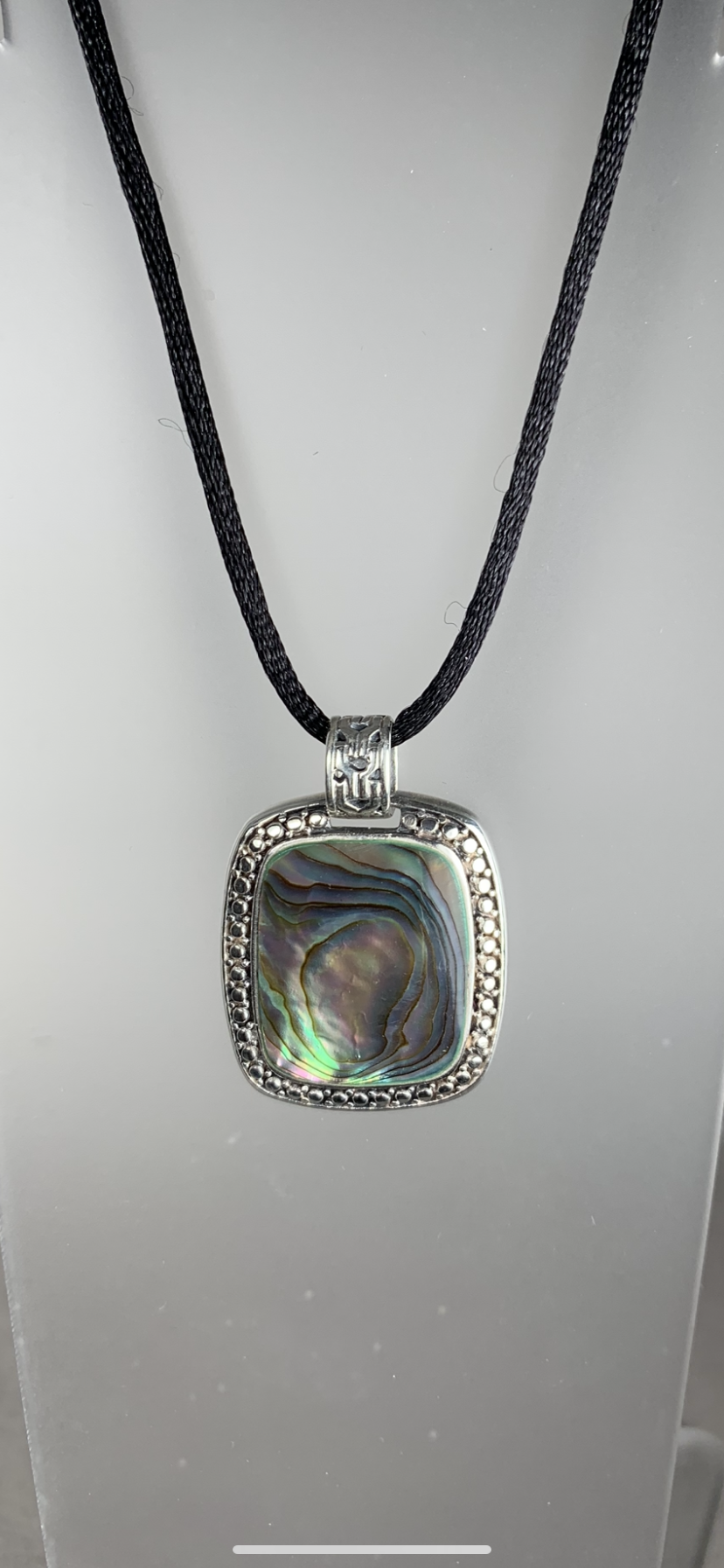 Rectangular shape Abalone Shell Pendant in Sterling Silver