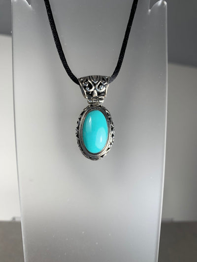 Filigree Sterling Silver & Oval Howlite Turquoise Pendant