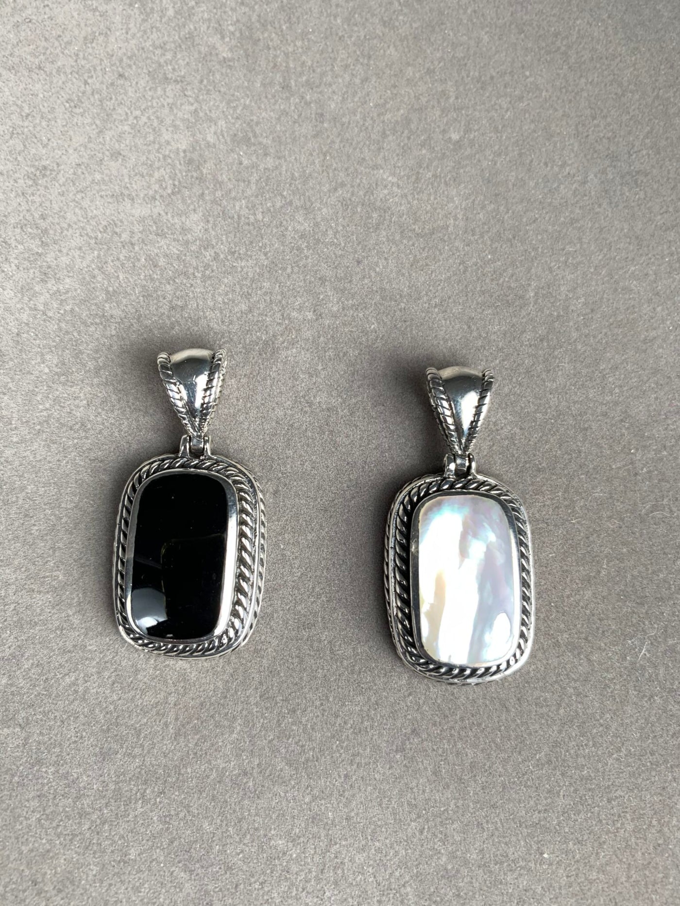 Sterling Silver and Rectangular Black Onyx Pendant