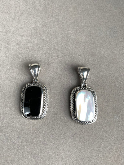 Sterling Silver and Rectangular White Shell MOP Pendant
