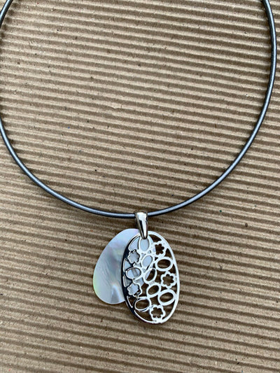 Sterling Silver and White Shell Pendant