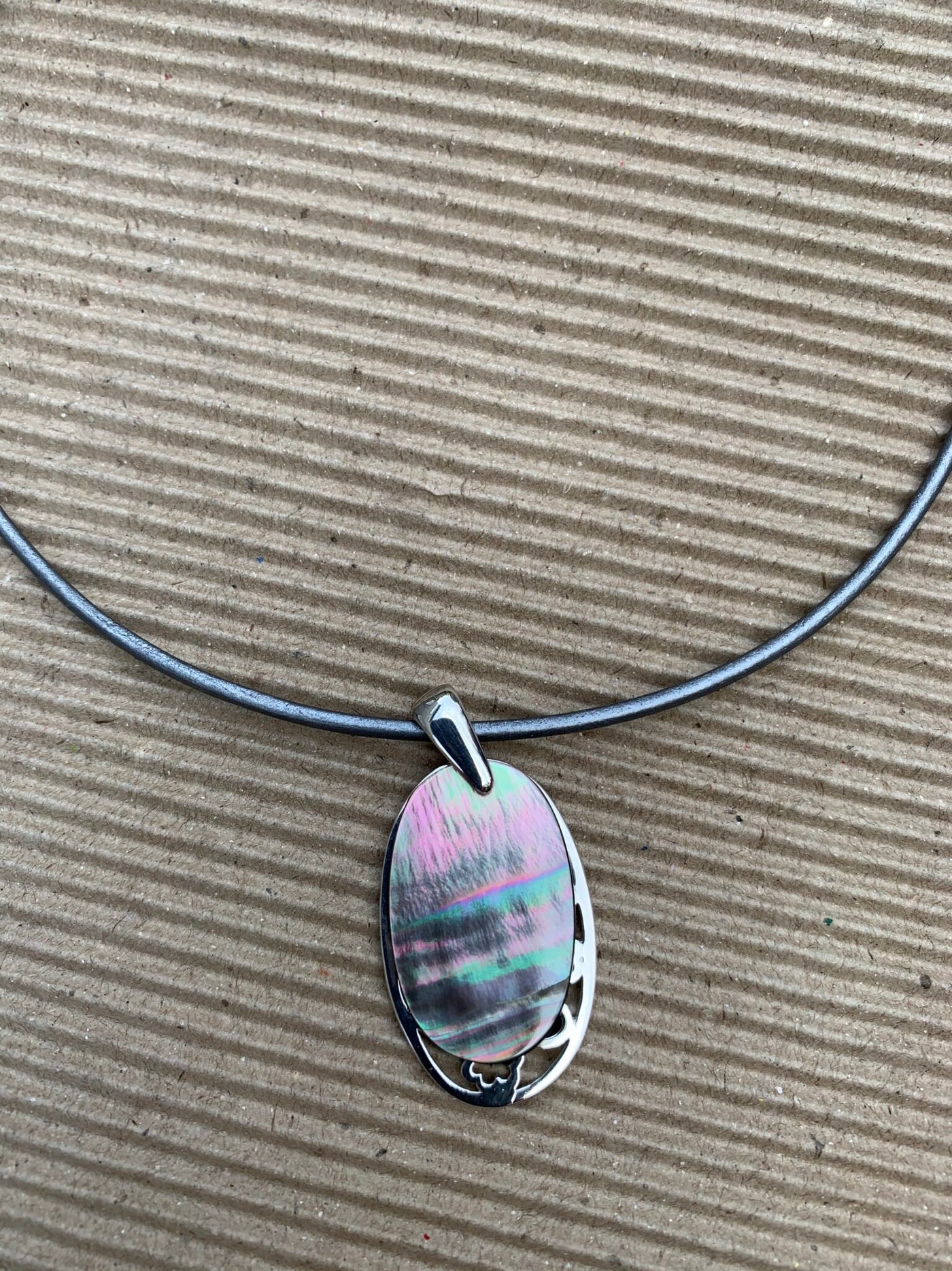 Sterling Silver and Black Shell Pendant