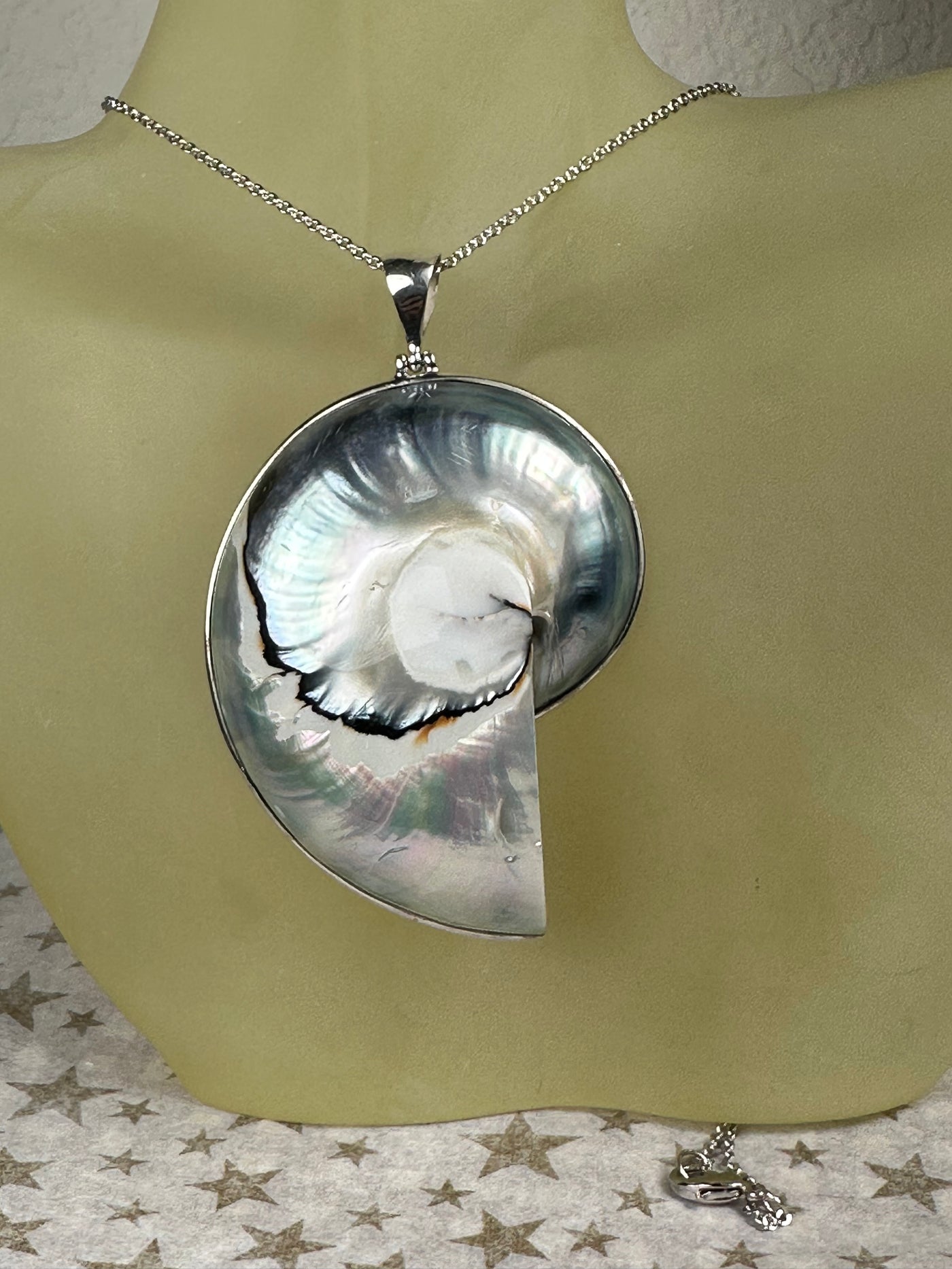 Sterling Silver and Natural Shell Pendant
