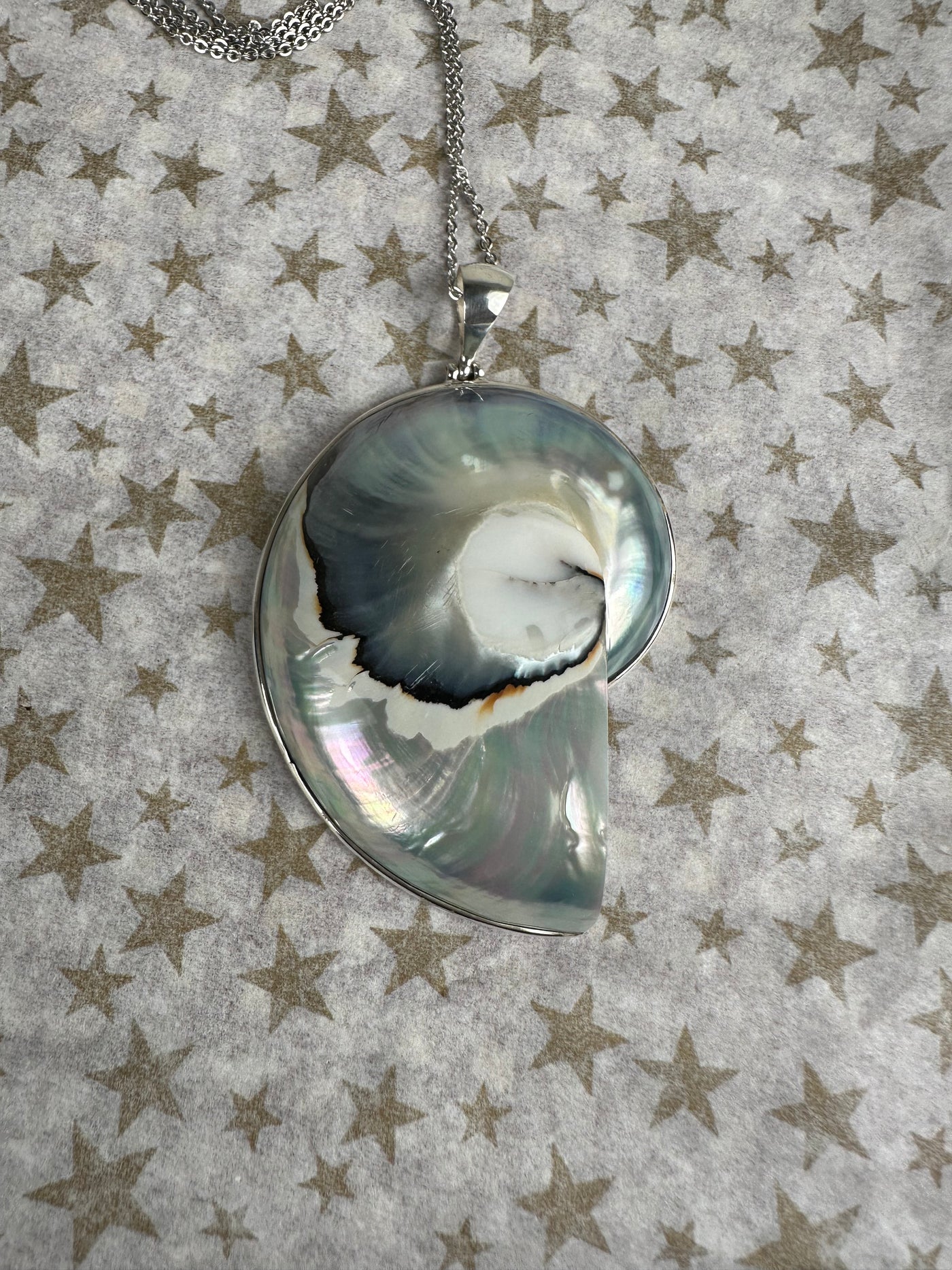 Sterling Silver and Natural Shell Pendant