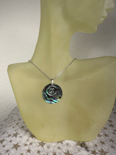 Sterling Silver Abalone Shell Journey Round Pendant