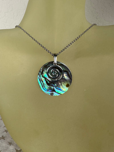 Sterling Silver Abalone Shell Journey Round Pendant