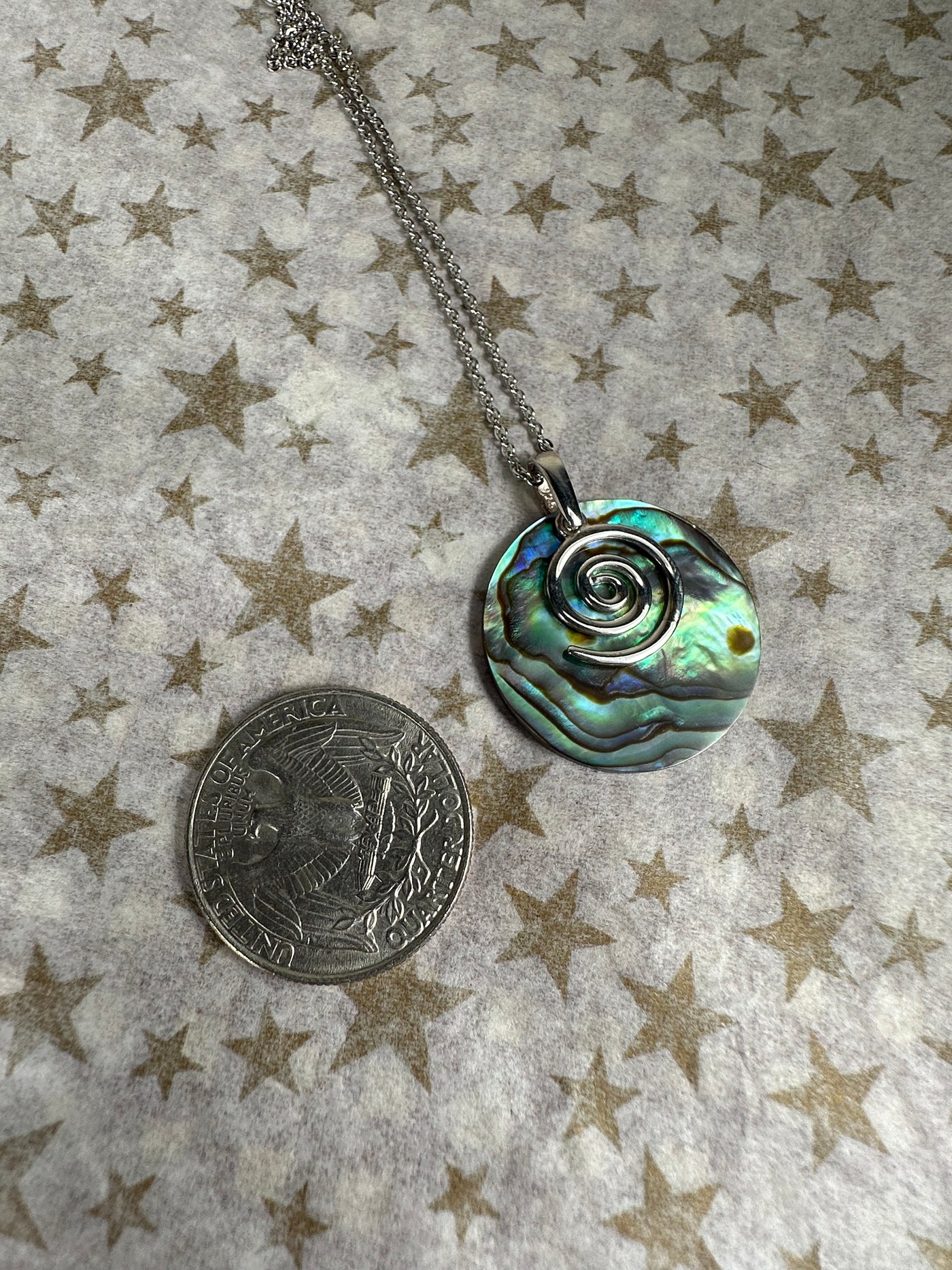 Sterling Silver Abalone Shell Journey Round Pendant