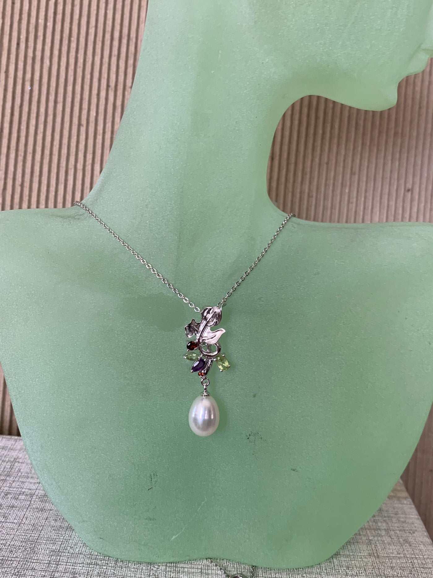 Genuine Pearl & Gems Pendant Enhancer in Silver