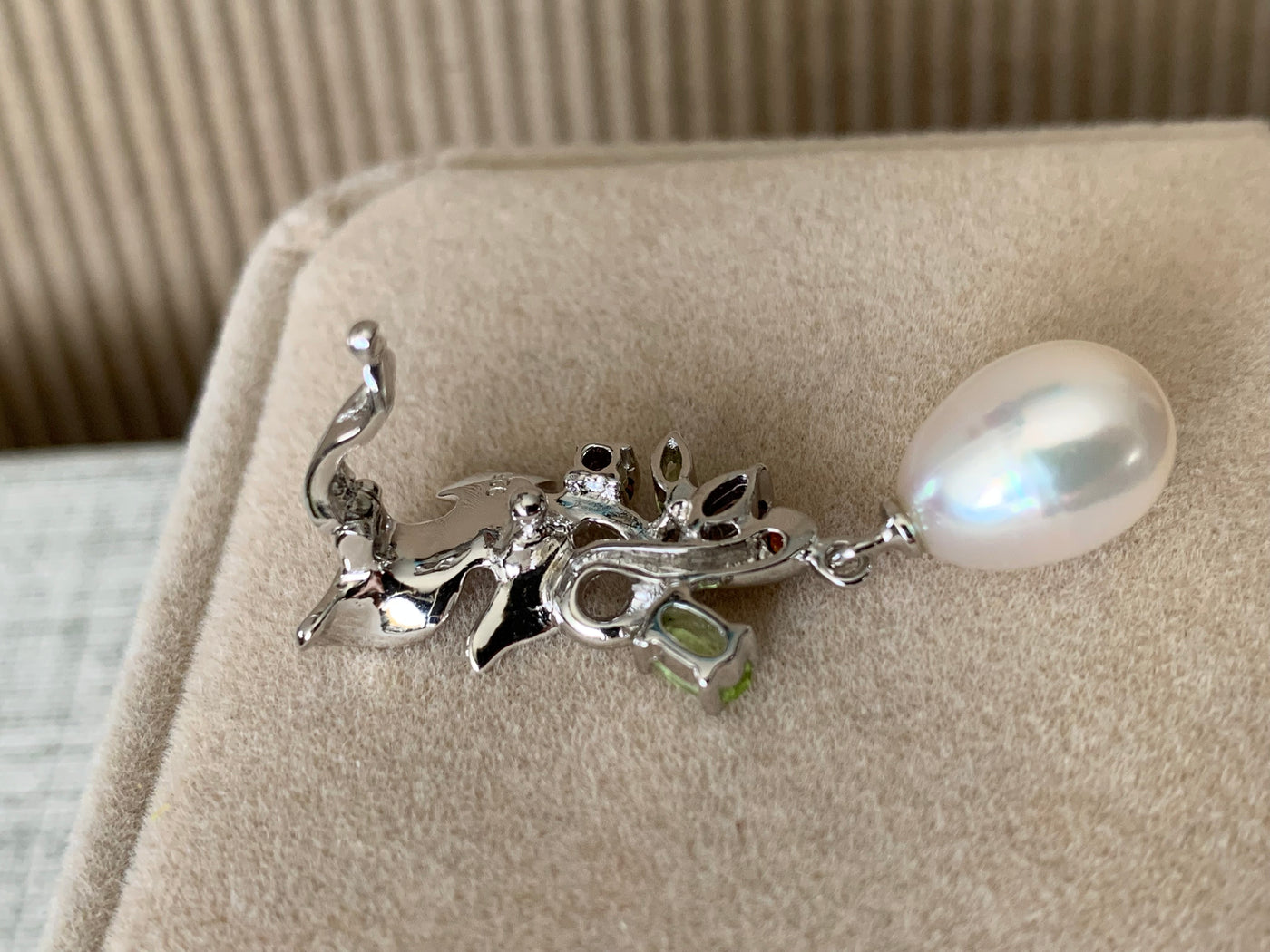 Genuine Pearl & Gems Pendant Enhancer in Silver