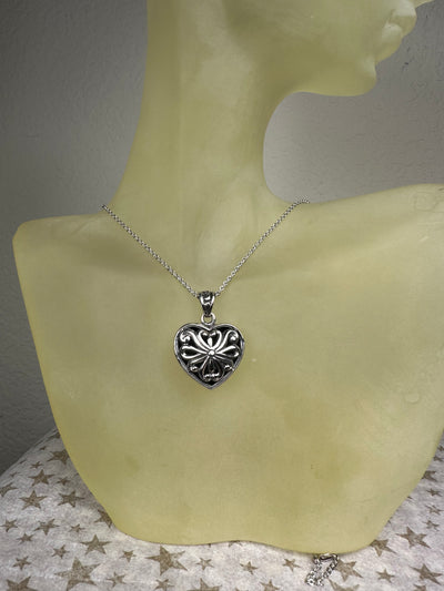 Sterling Silver Double Sided Puff Heart Pendant
